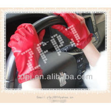 fashion style winter wearing red women genuine leather glove